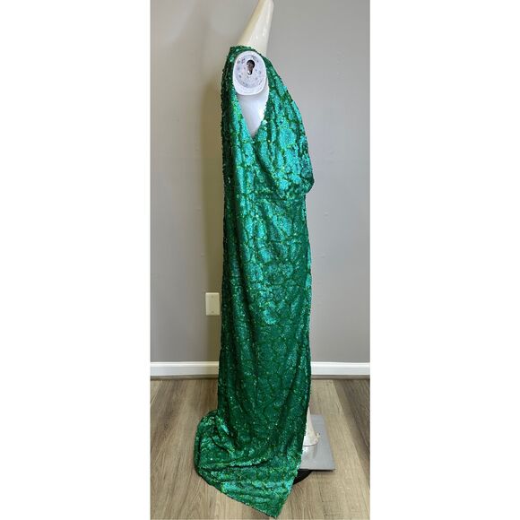 NWT Ozgur Masur Sequined Wrap Sleeveless Keyhole Back Column Gown Size 4 $1944 - Picture 8 of 10